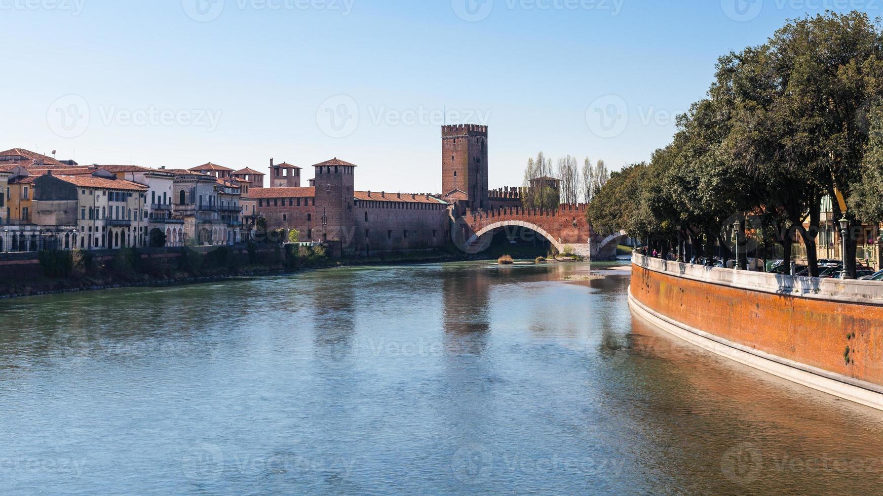 view of Adige river with Castelvecchio in Verona photo