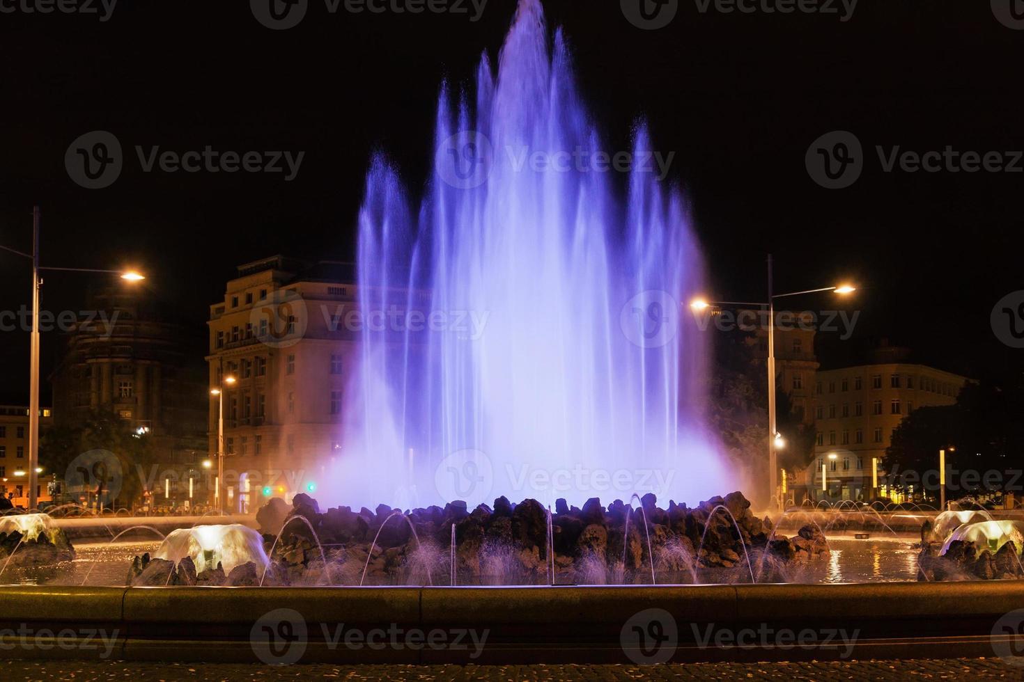 blue fountain on Schwarzenbergplatz square, Vienn photo