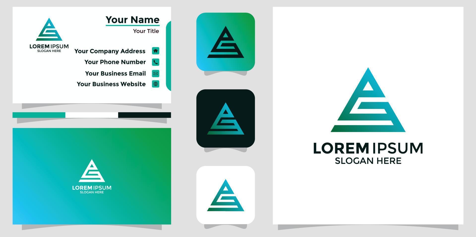 technology letter A design logo and branding card vector