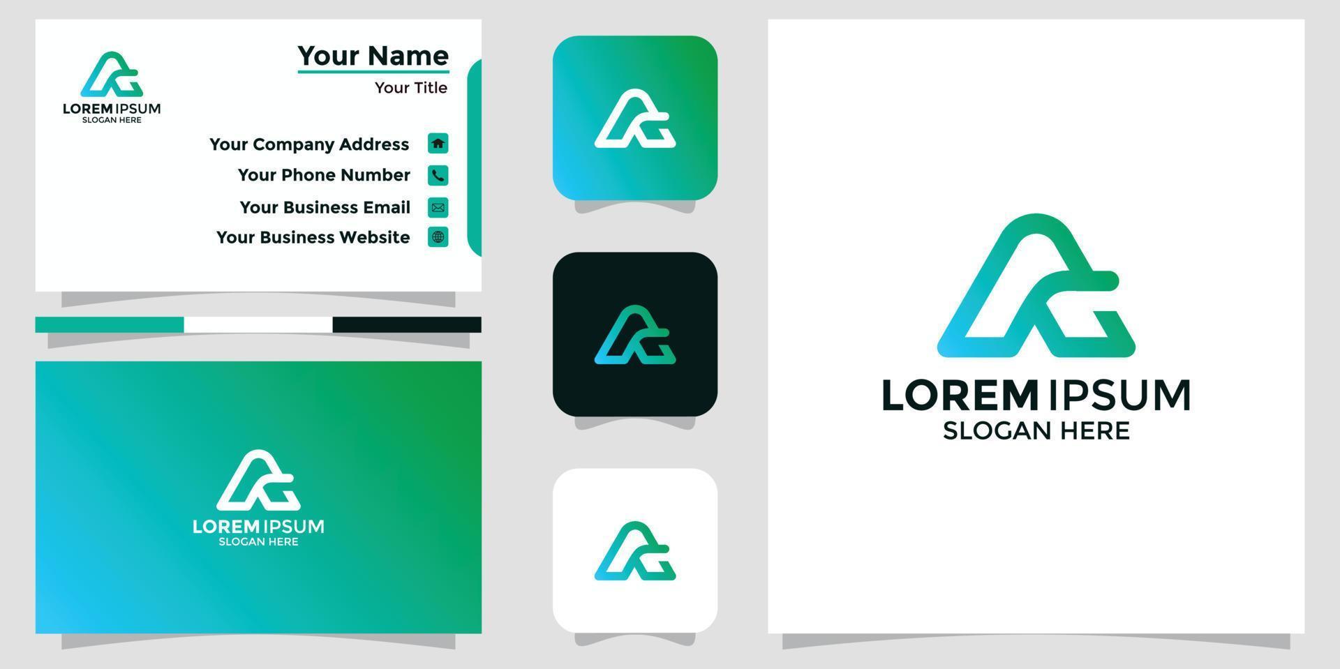 technology letter A design logo and branding card vector