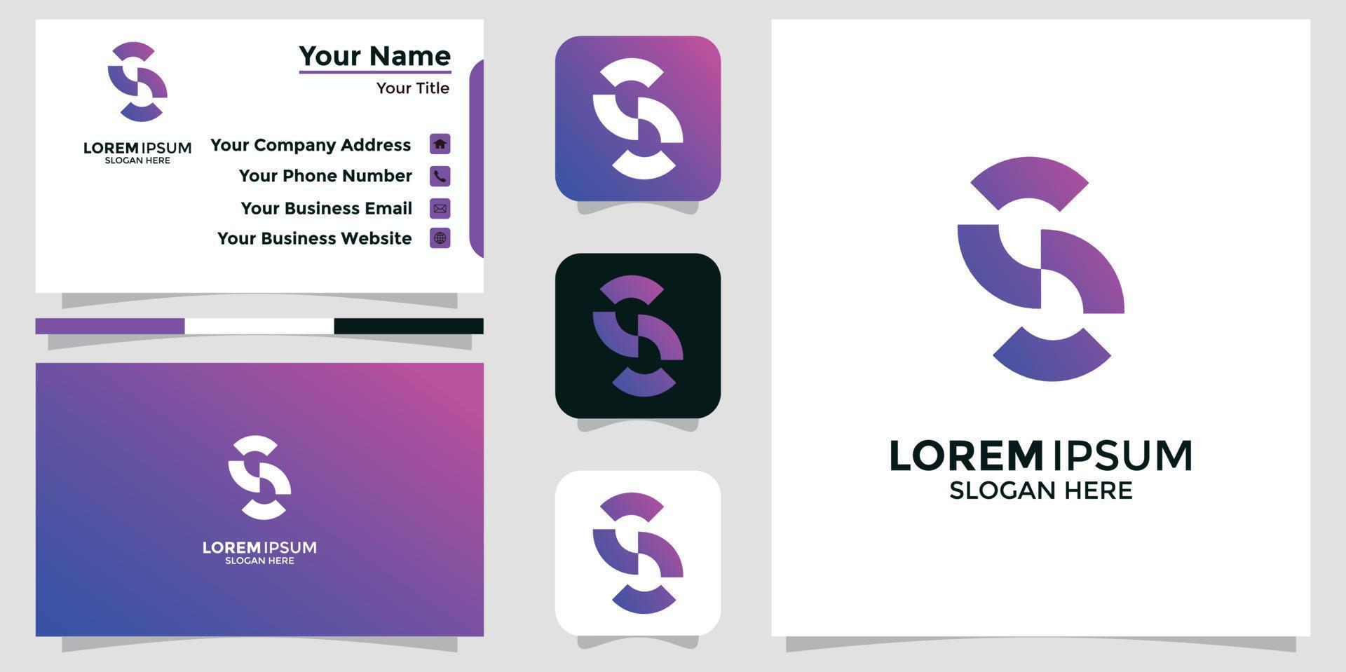 technology letter S design logo and branding card vector