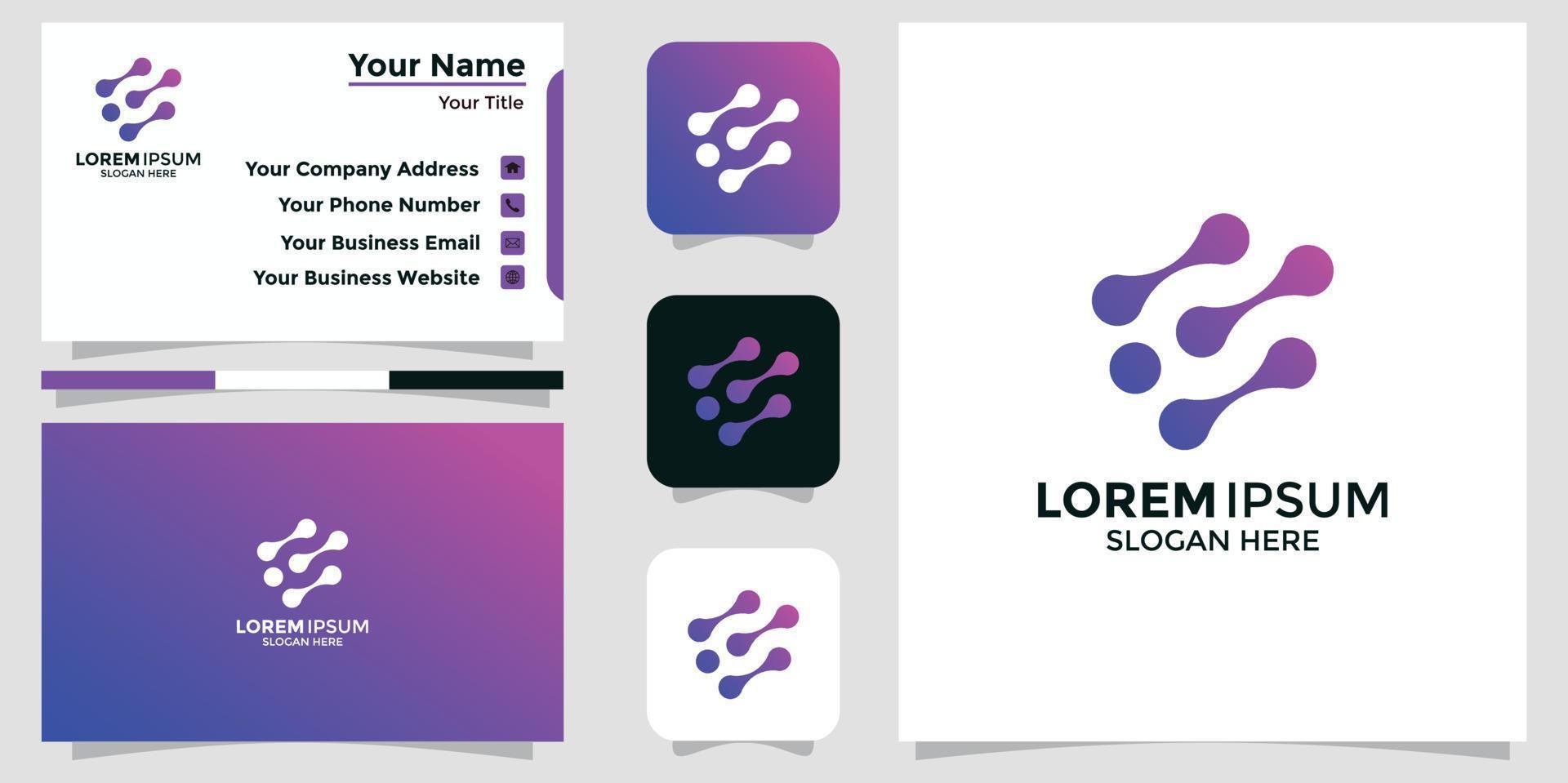 technology letter S design logo and branding card vector