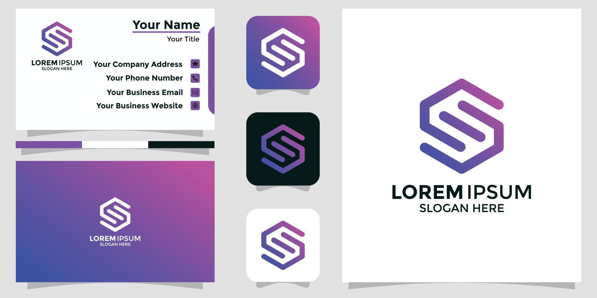 technology letter S design logo and branding card vector