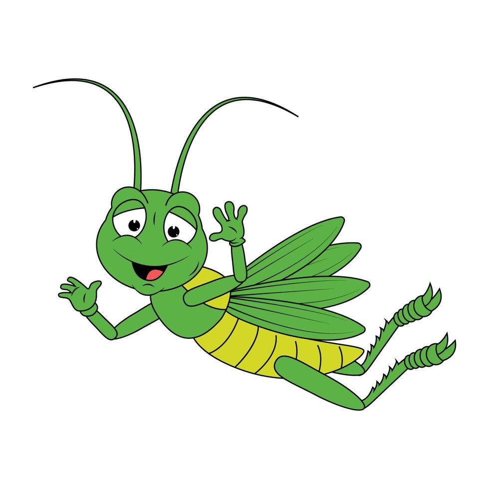 cute grasshopper animal cartoon vector