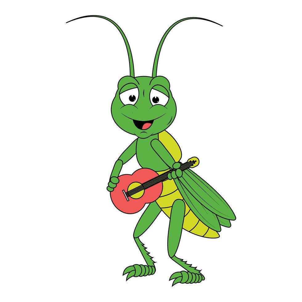 cute grasshopper animal cartoon vector