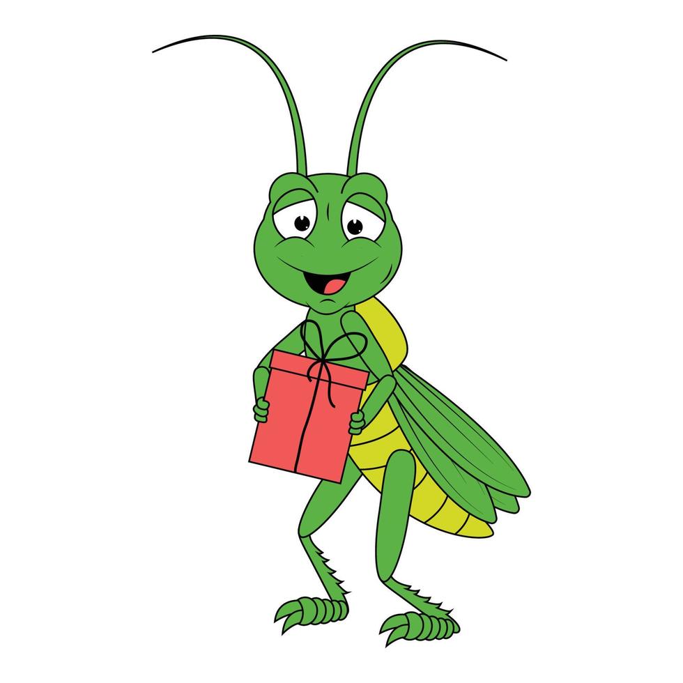 cute grasshopper animal cartoon vector