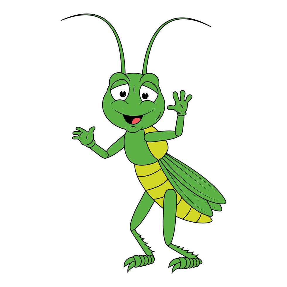 cute grasshopper animal cartoon vector