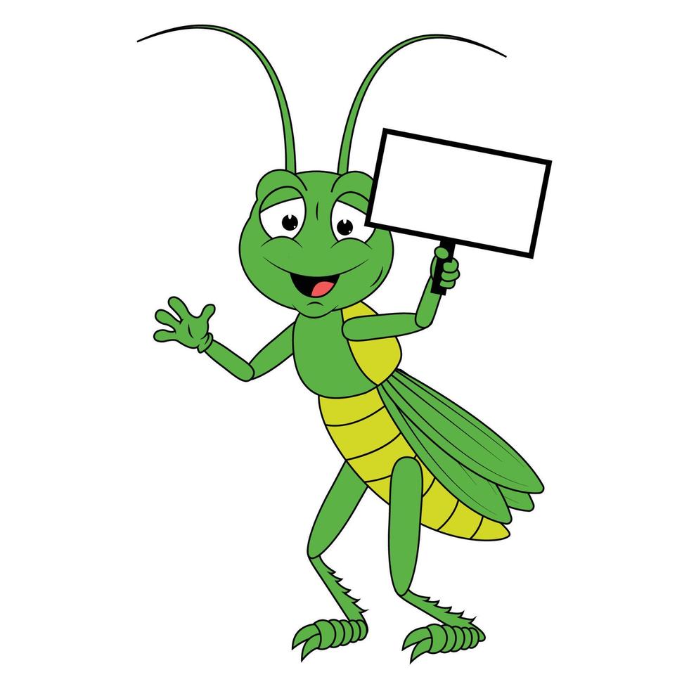 cute grasshopper animal cartoon vector