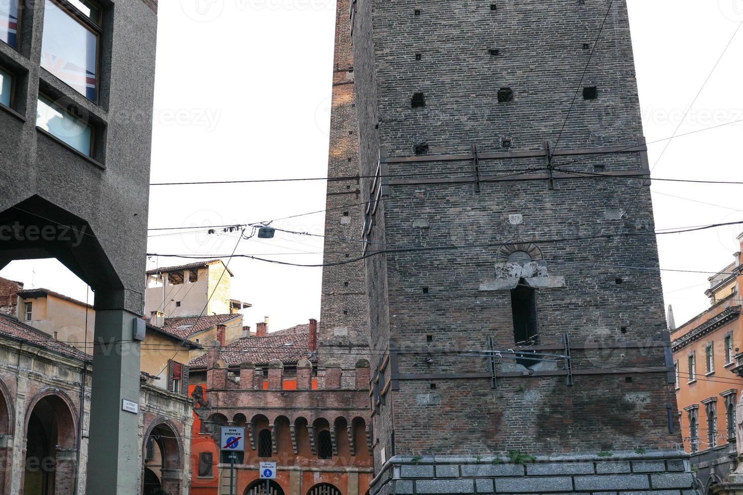 base of Garisenda Garisenda tower in Bologna photo