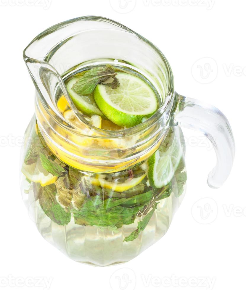 above view of glass pitcher with natural lemonade photo