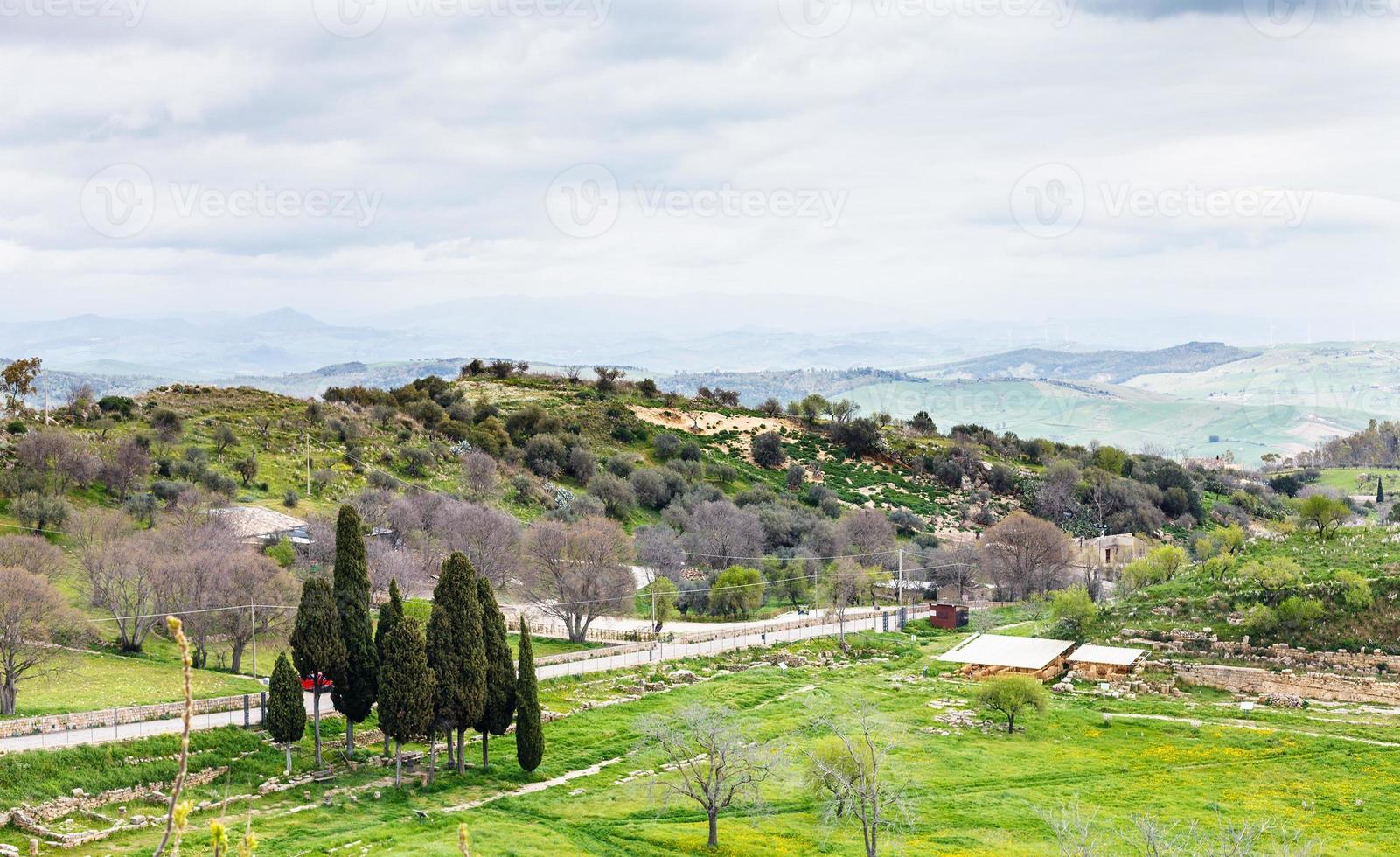 landscape with Morgantina archaeological area photo