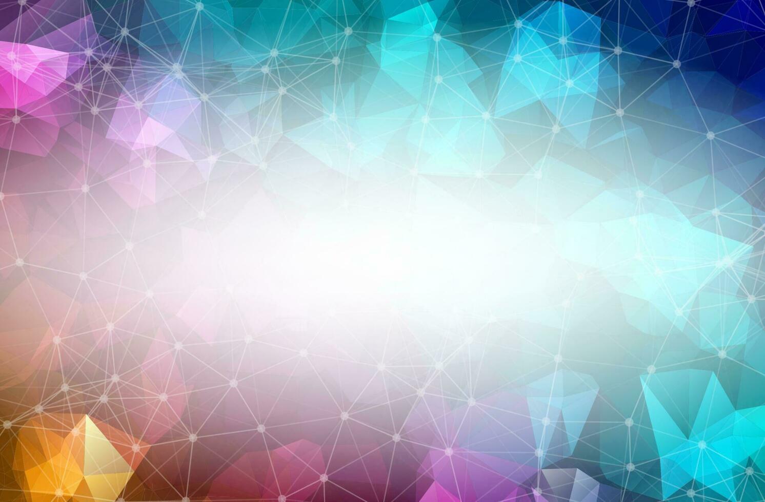 Abstract Dark multicolor Polygonal Space Background with Connecting Dots and Lines.  Connection structure and science background. Futuristic HUD design. vector