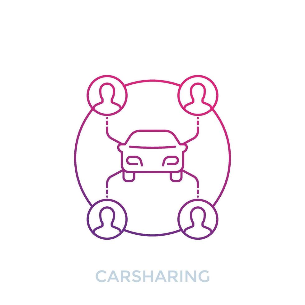 carsharing icon on white, line art vector