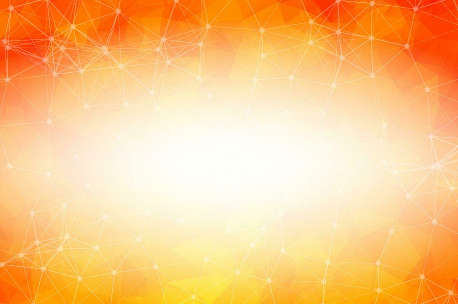 molécula de fondo poligonal naranja geométrica y comunicación. líneas conectadas con puntos. fondo de minimalismo. concepto de ciencia, química, biología, medicina, tecnología. vector