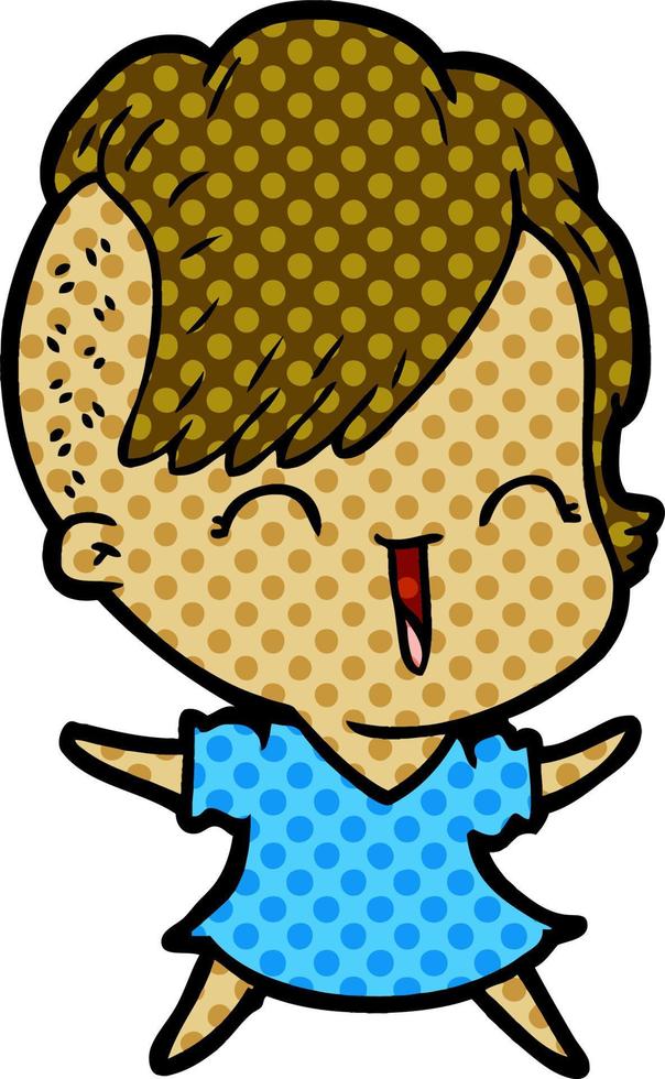 cartoon happy hipster girl vector