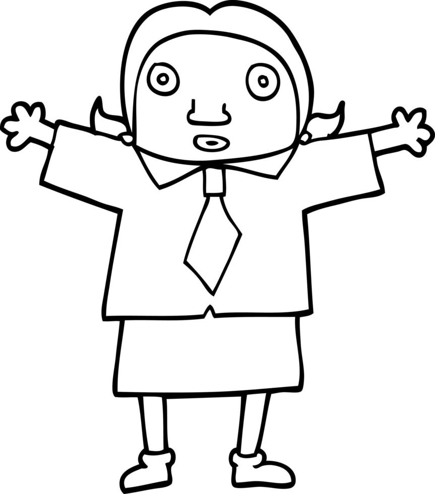 line drawing cartoon school girl 12244041 Vector Art at Vecteezy