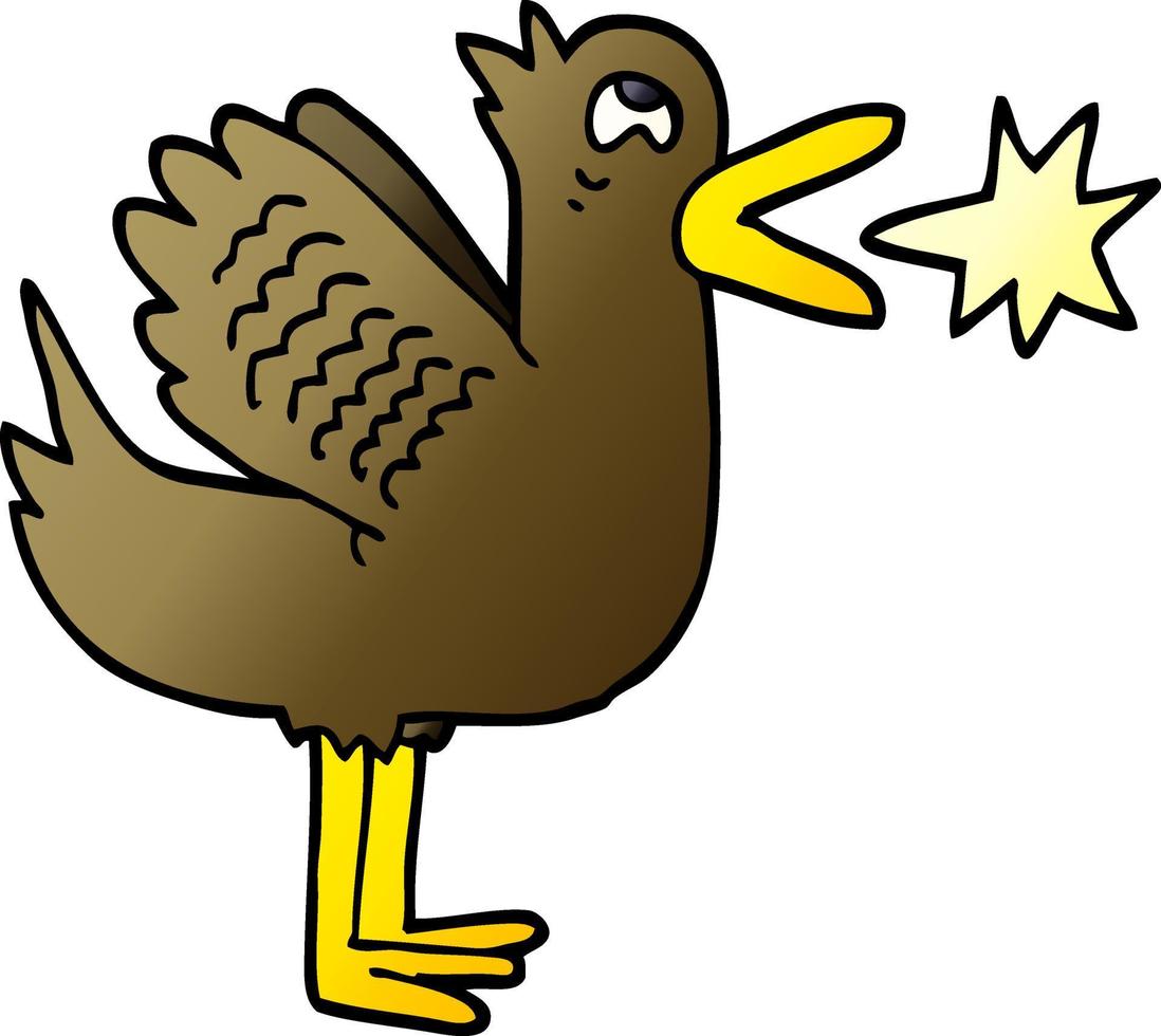 cartoon doodle flapping duck vector