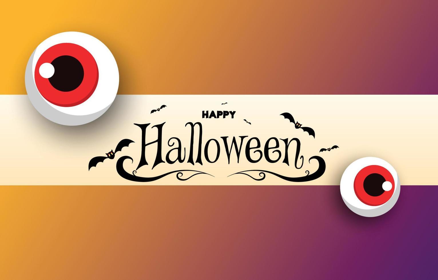 tarjeta de felicitación de halloween. letras de arte decoradas con fantasmas y murciélagos del globo ocular. idea de tarjeta de invitación o regalo para regalar fantasmas. fondo de ilustración vectorial vector