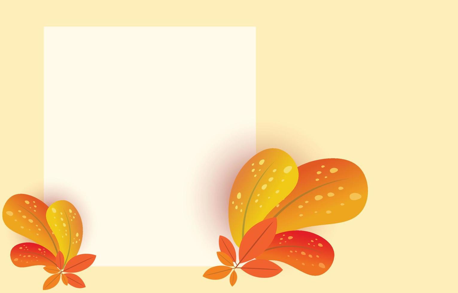 fondo de otoño con hojas de color amarillo dorado con marcos cuadrados y espacio libre, concepto de otoño, para papel tapiz, postales, tarjetas de felicitación, páginas web, banners, ventas en línea. ilustración vectorial vector