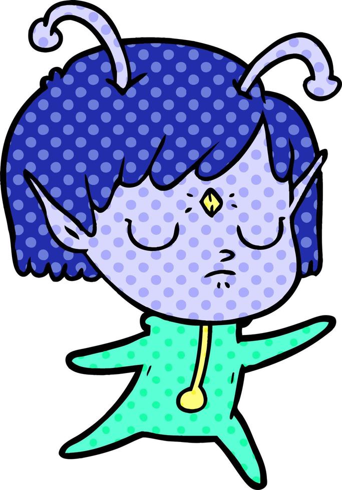 cartoon alien girl vector