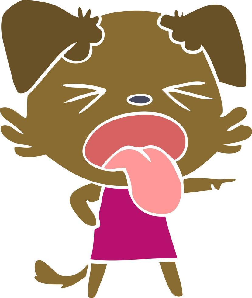 flat color style cartoon disgusted dog vector