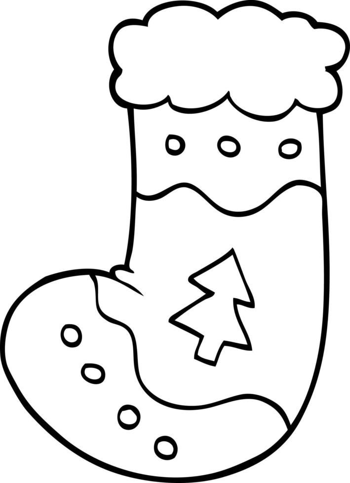 line drawing cartoon christmas stocking vector