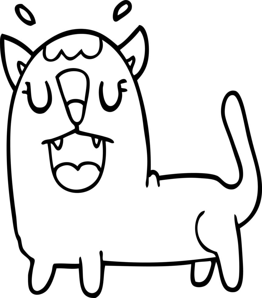 line drawing cartoon funny cat vector