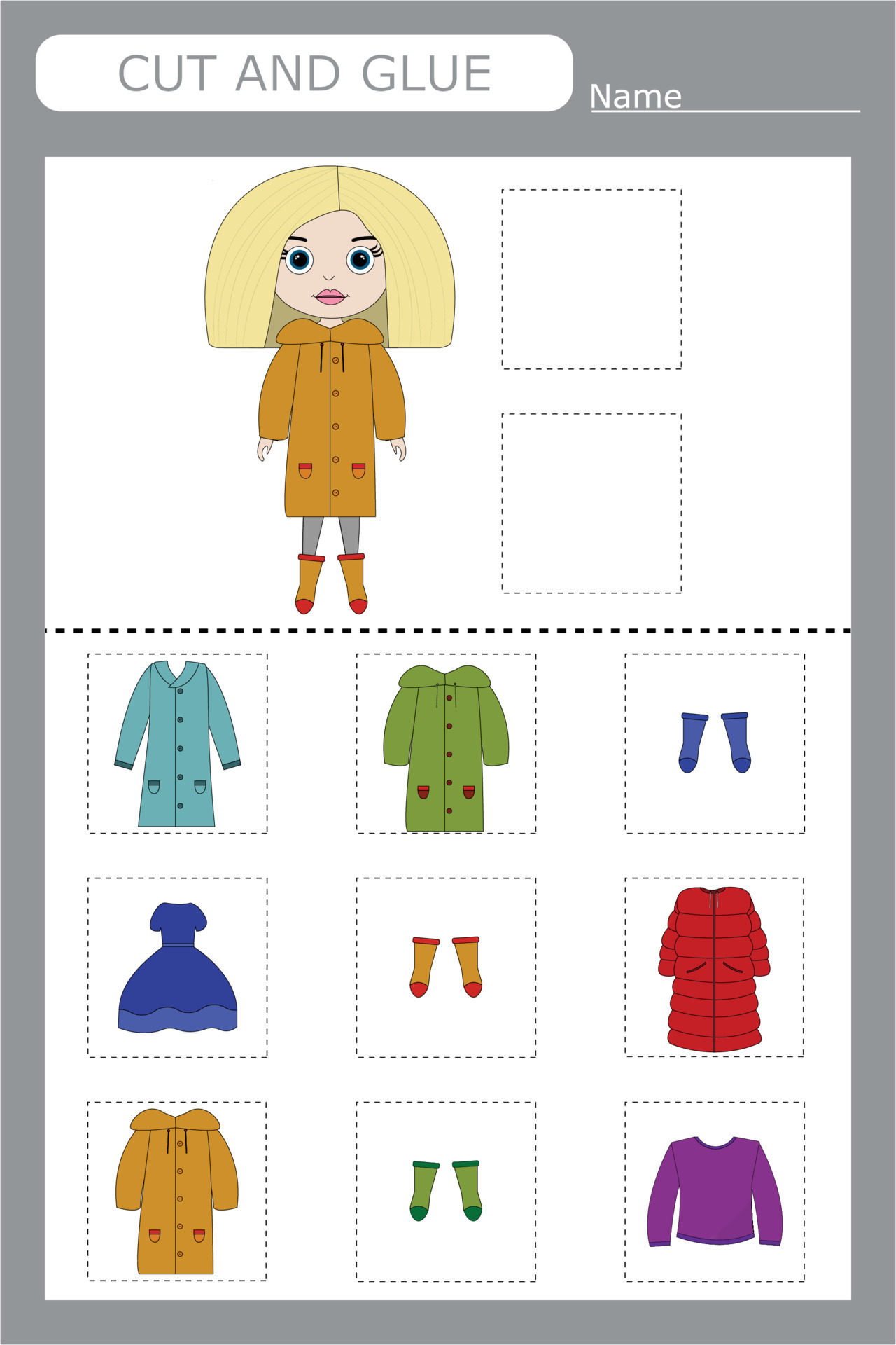 Cut out the pictures of the clothes and glue the ones that match the  pattern. Fun game for kids and kids 12244161 Vector Art at Vecteezy