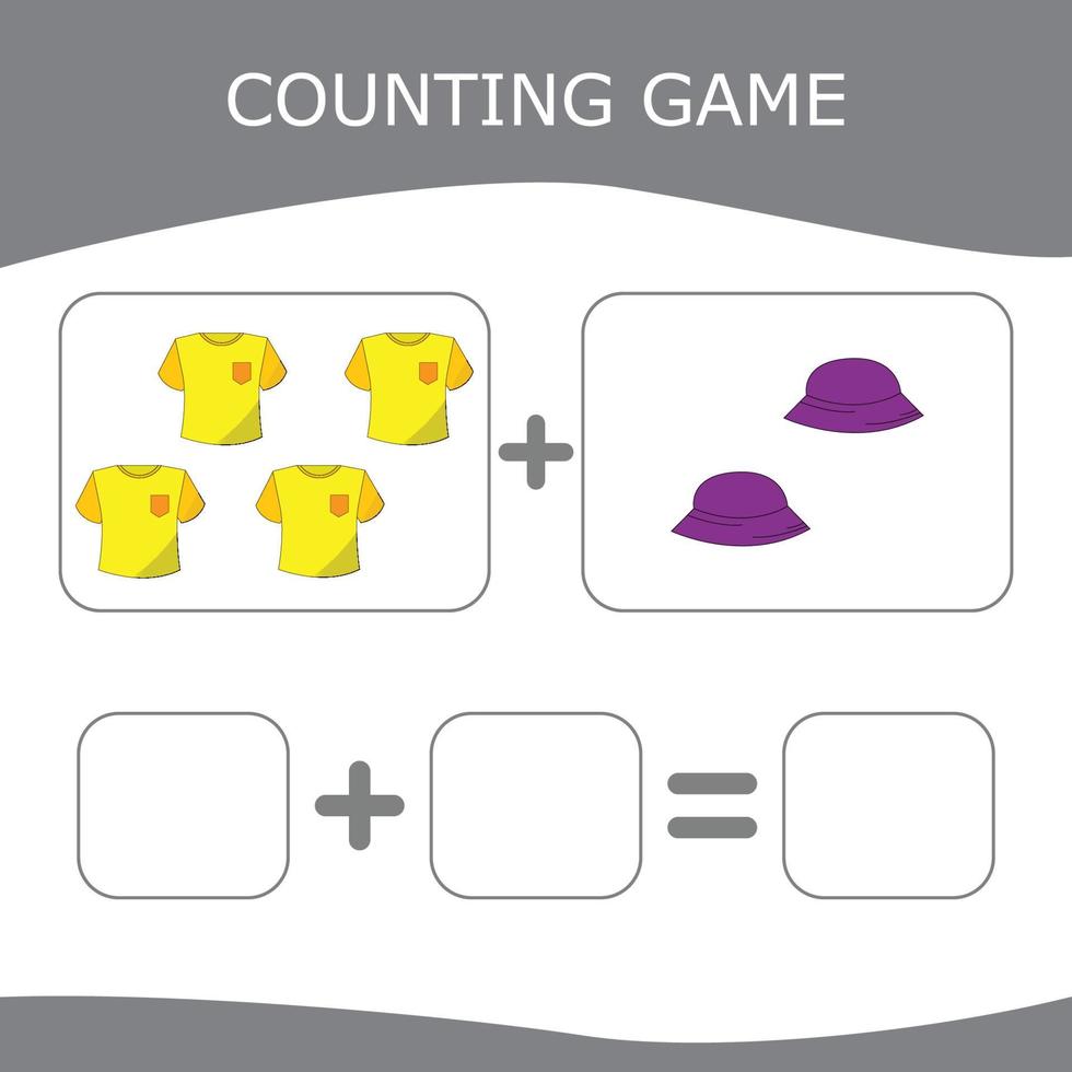 Educational game for children, kids. . Game learning math, counting game. Vector illustration for print, page