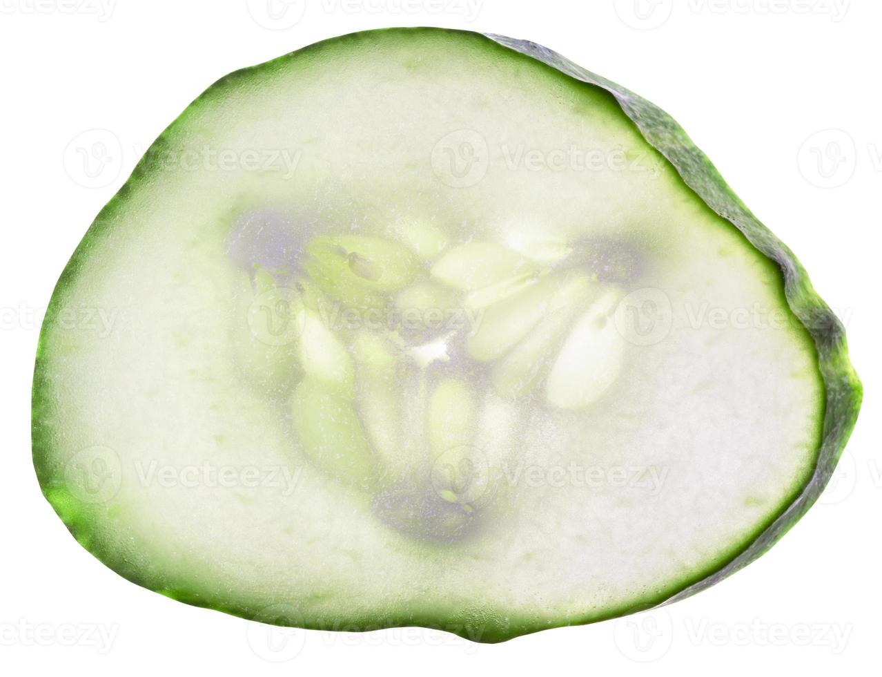 slice of fresh cucumber isolated on white photo