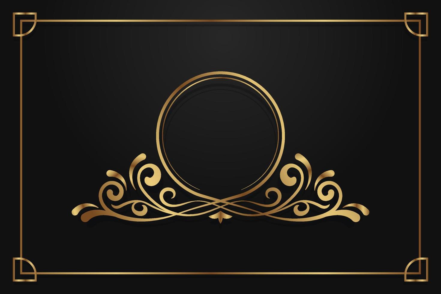 vintage border logo, gold ornament vector