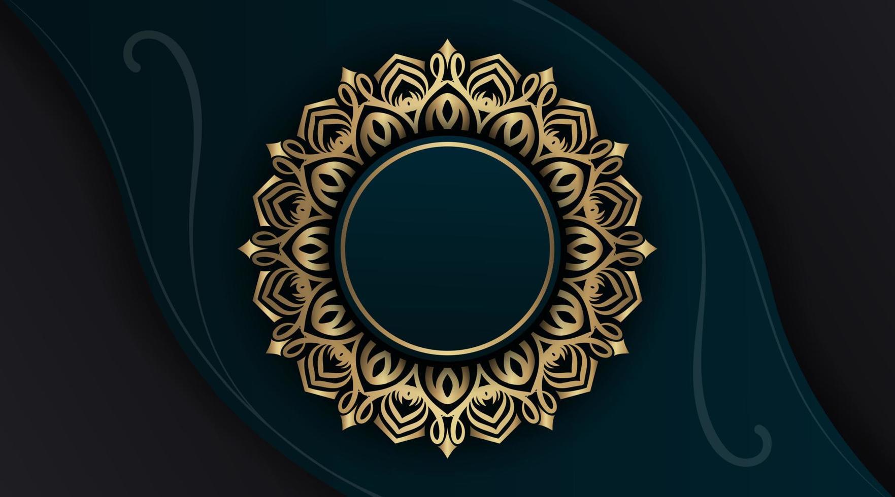 simple background, dark green and black, with mandala gold vector