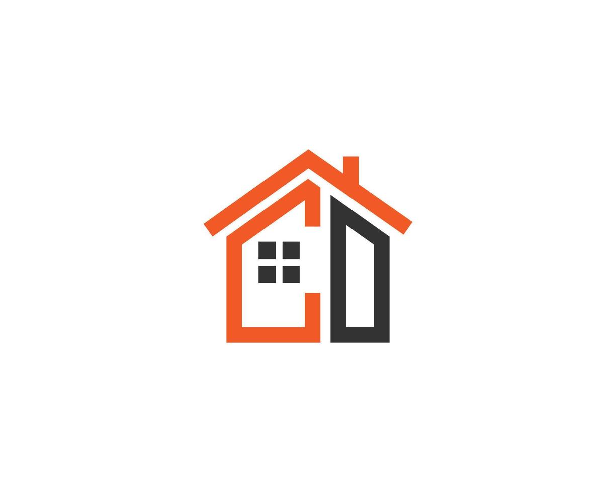 Ilustración de símbolo de vector creativo de diseño de logotipo de hogar y bienes raíces de cd.