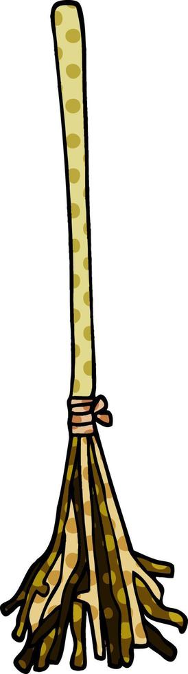 cartoon doodle magic broom sticks vector