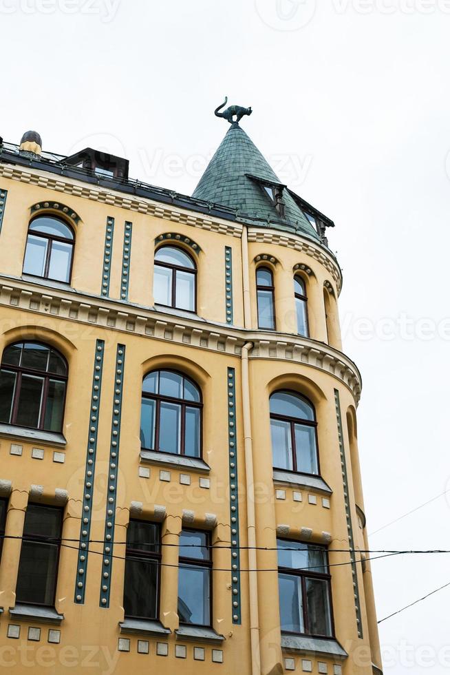 palace with Cat figure in Riga city photo