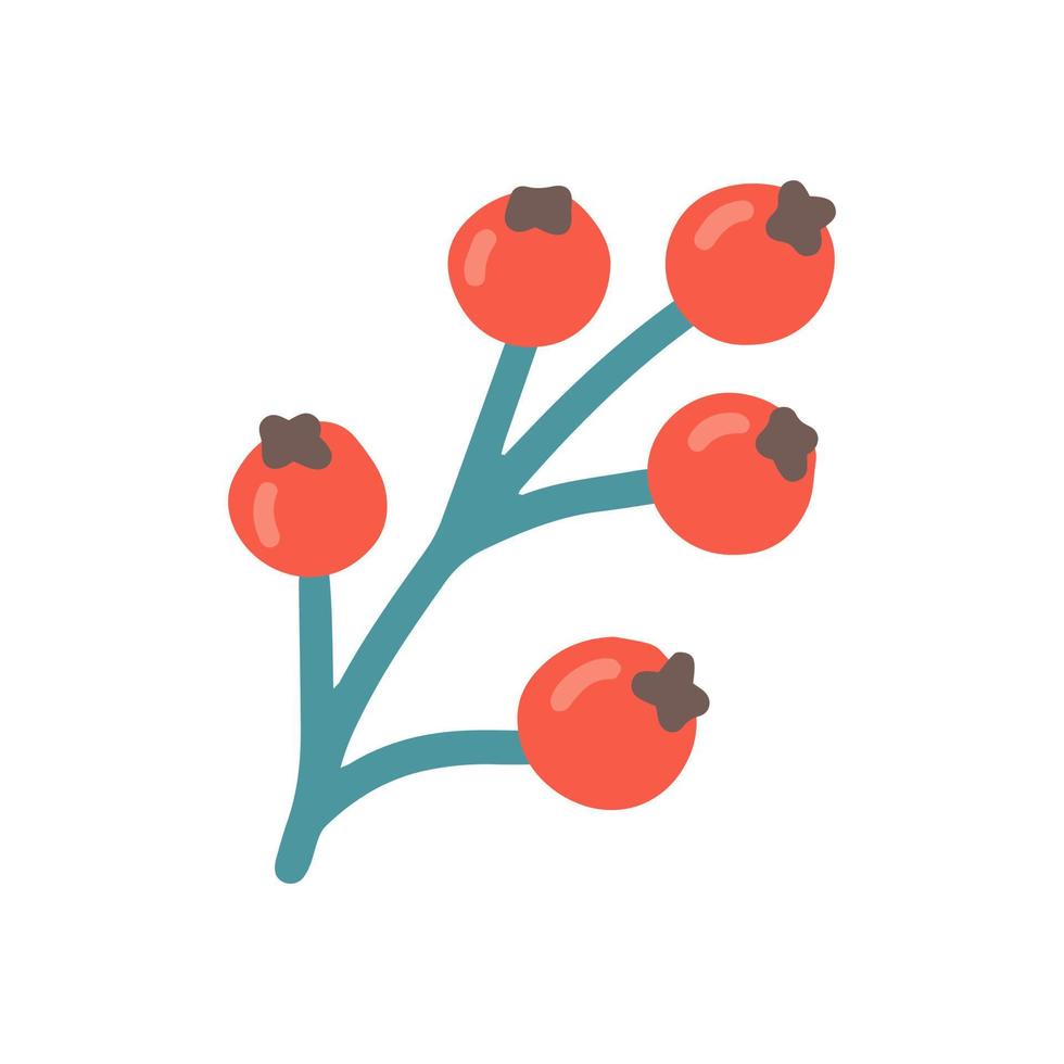 Red berries, vector flat illustration on white background