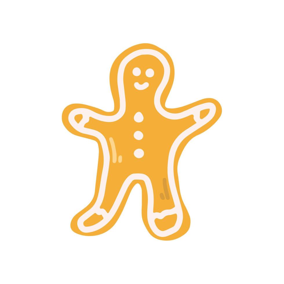 Christmas gingerbread, funny little man, vector flat illustration on white background