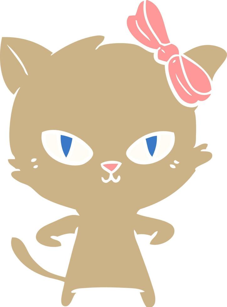 lindo gato de dibujos animados de estilo de color plano vector