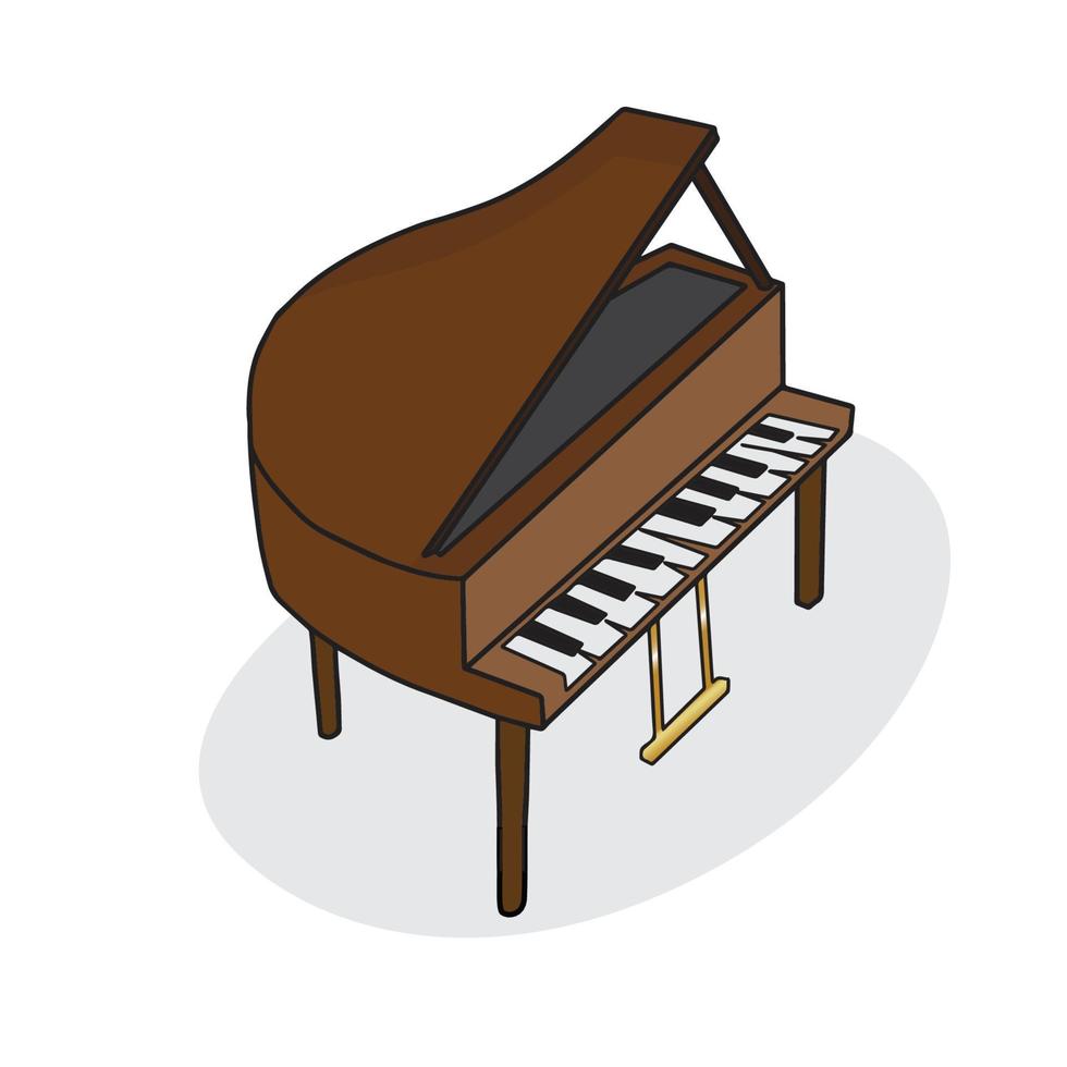 piano viejo marrón en estilo de dibujos animados, imágenes prediseñadas - ilustración vectorial aislada en fondo blanco. vector