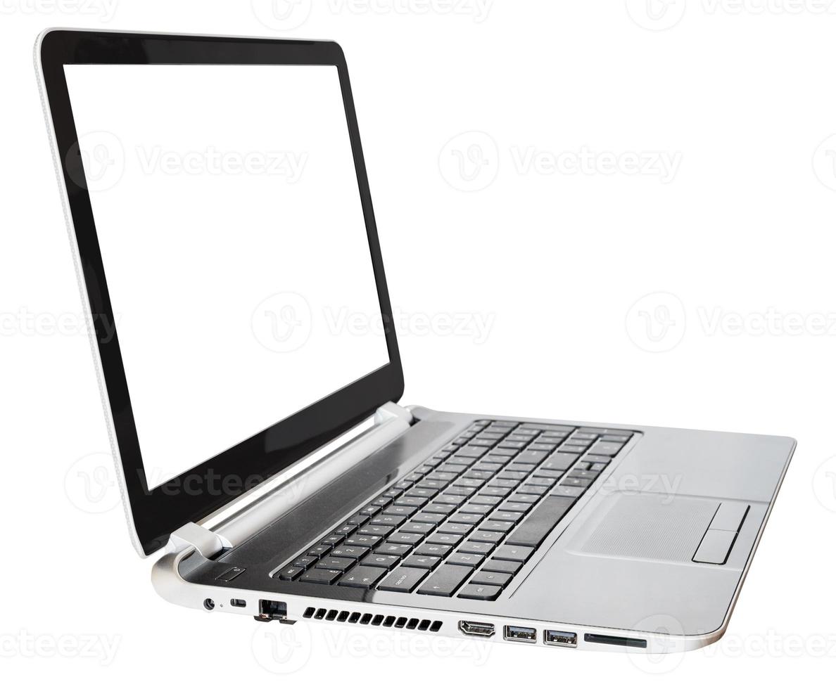 portable computer with cut out screen isolated photo