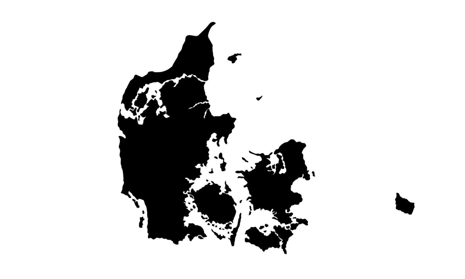 Dinamarca mapa silueta negra sobre fondo blanco. vector