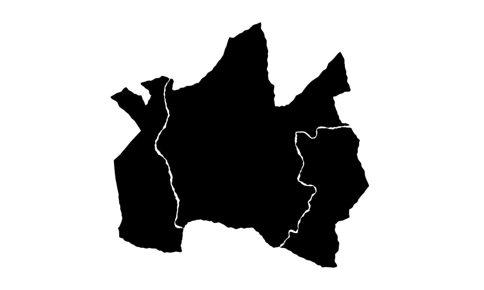 katmandhu mapa silueta negra sobre fondo blanco vector