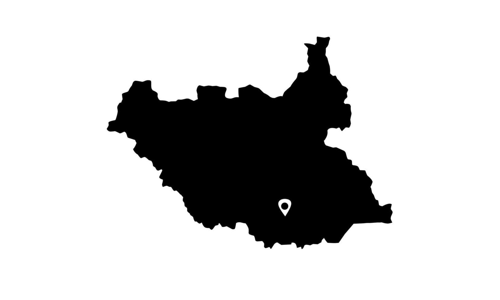 Juba mapa silueta negra sobre fondo blanco. vector