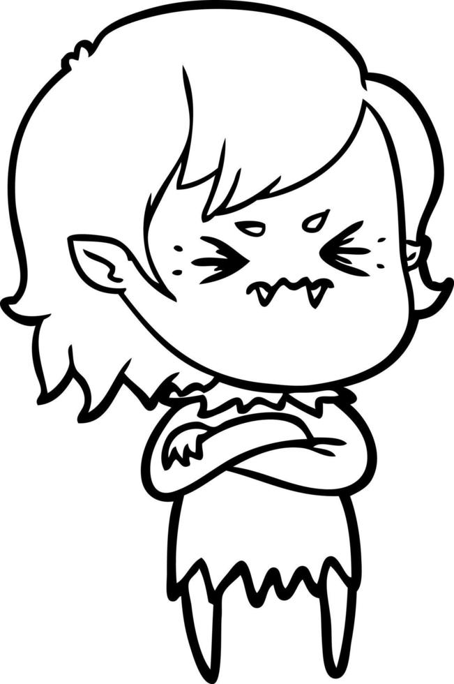 annoyed cartoon vampire girl vector