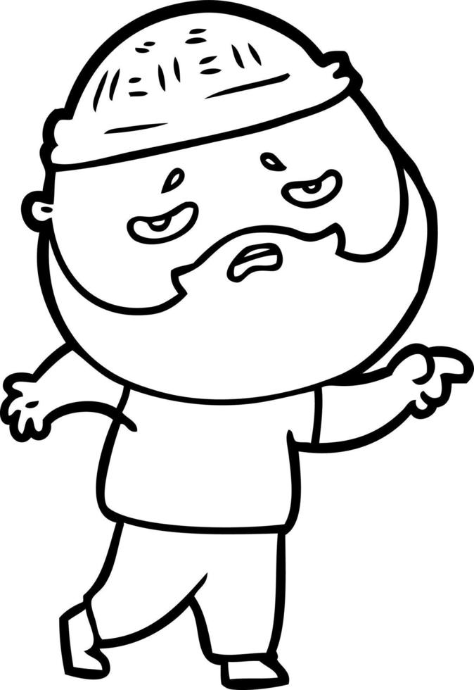 cartoon worried man with beard vector