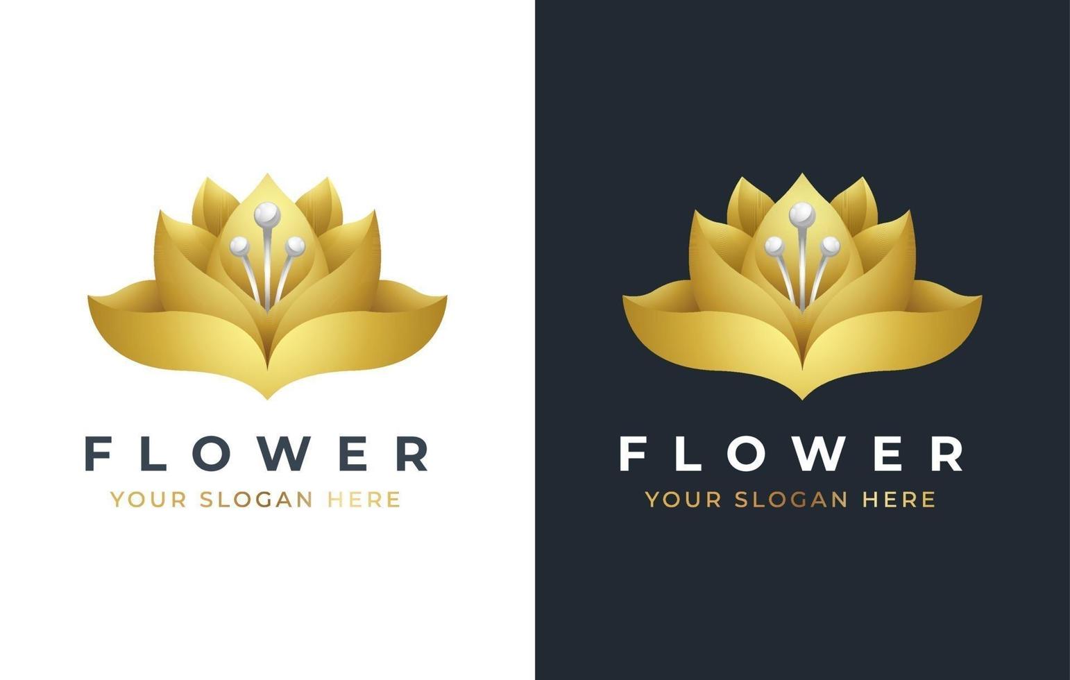 luxury lotus flower beauty spa logo design vector