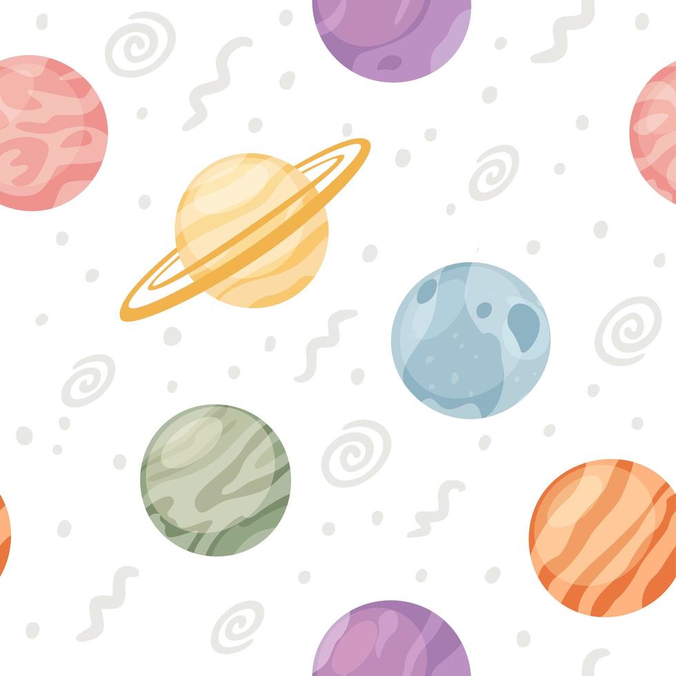 Pattern of Solar system with planets and elements vector