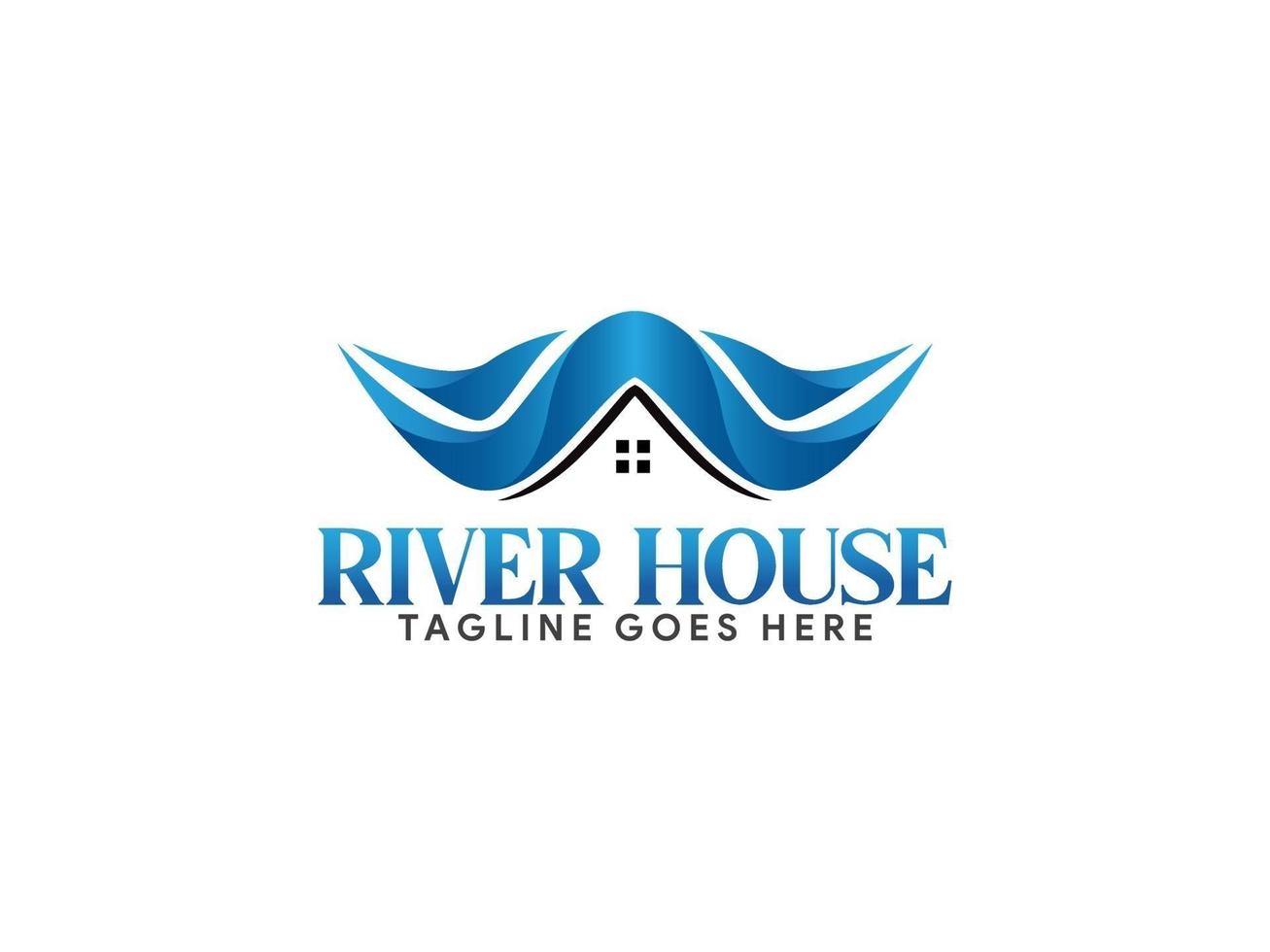plantilla de logotipo de la casa del río vector