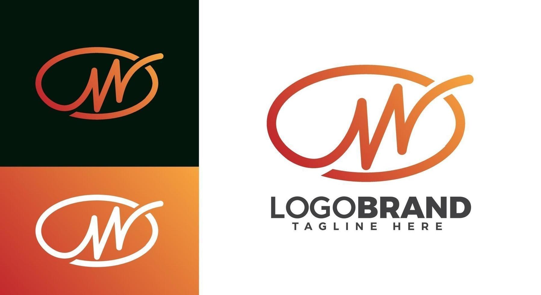 Initials W Oval logo Template vector