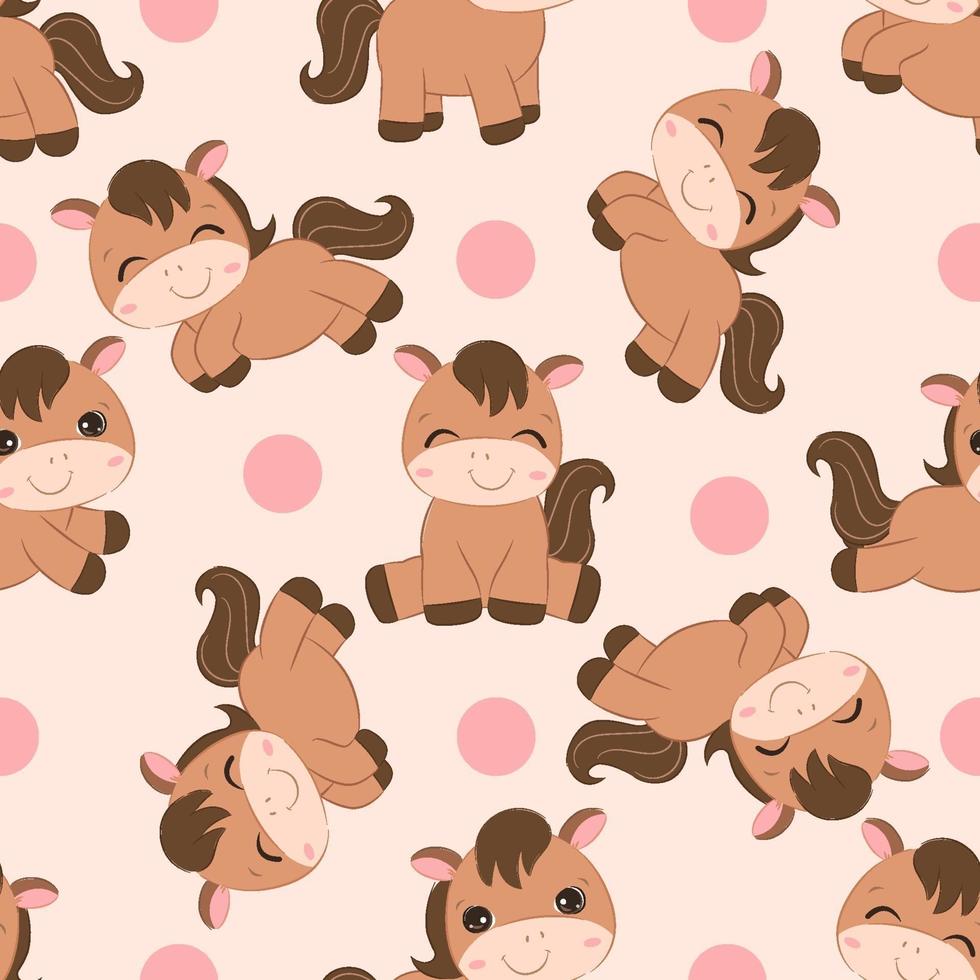 Cute little pony seamless pattern vector